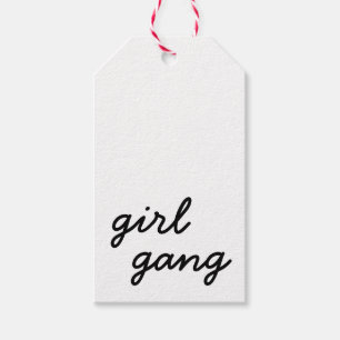 girl gang cute modern feminist girl power script gift tags