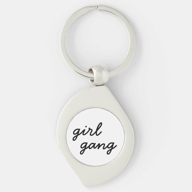 girl gang cute modern feminist girl power script  keychain (Front)