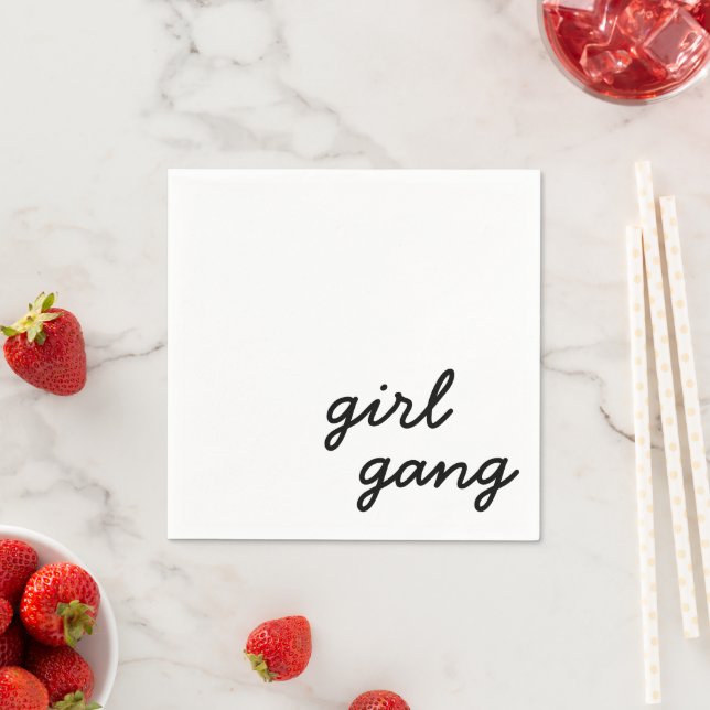 girl gang cute modern feminist girl power script  napkins (Insitu)