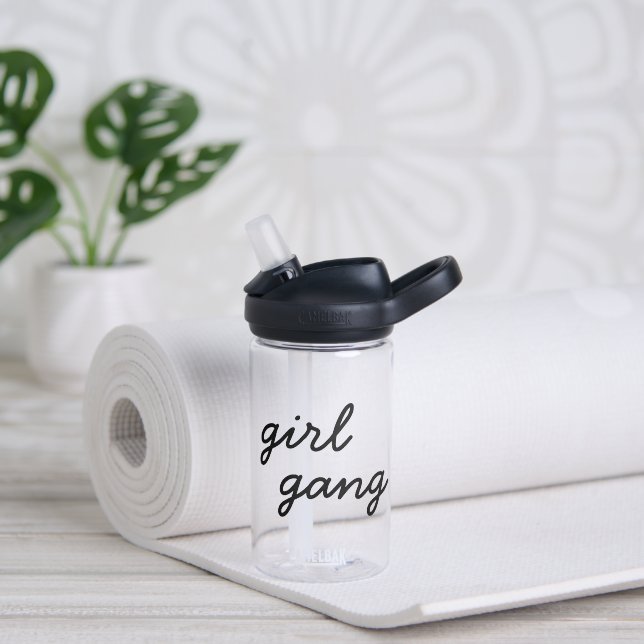 girl gang cute modern feminist girl power script  water bottle (Yoga)