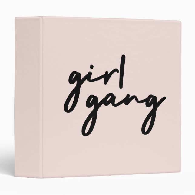 Girl Gang | Cute Pink Girl Power Modern Feminist 3 Ring Binder (Front/Spine)