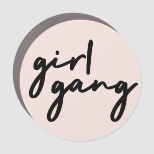 Girl Gang   Cute Pink Girl Power Modern Feminist Car Magnet