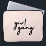 Girl Gang | Cute Pink Girl Power Modern Feminist Laptop Sleeve<br><div class="desc">Simple,  stylish "girl gang" quote art design in modern minimalist script typography in off-black on an baby pink background to celebrate women and girl power! A perfect special gift for a loved one!</div>