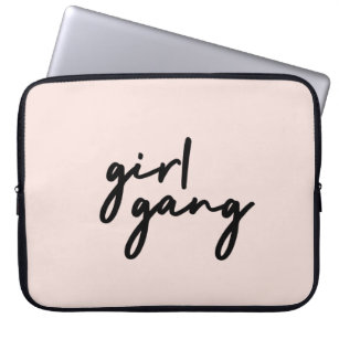 Girl Gang   Cute Pink Girl Power Modern Feminist Laptop Sleeve