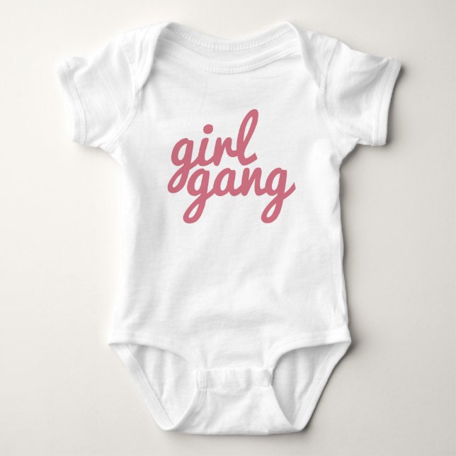 Girl Gang Pink Print Baby Bodysuit (Front)