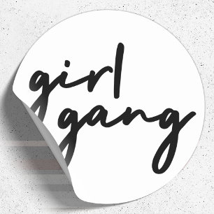Girl Gang Stylish Modern Feminist Girl Power Classic Round Sticker