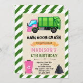 Girl Garbage Truck birthday invitation (Front/Back)
