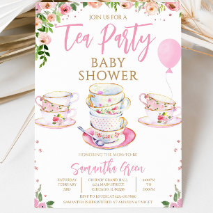 Girl Garden Tea Party Baby Shower Invitation