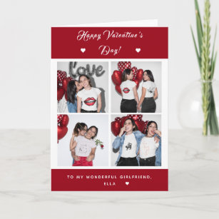 Girl Gay Couple 4 Photo Collage Valentines Day Red Card