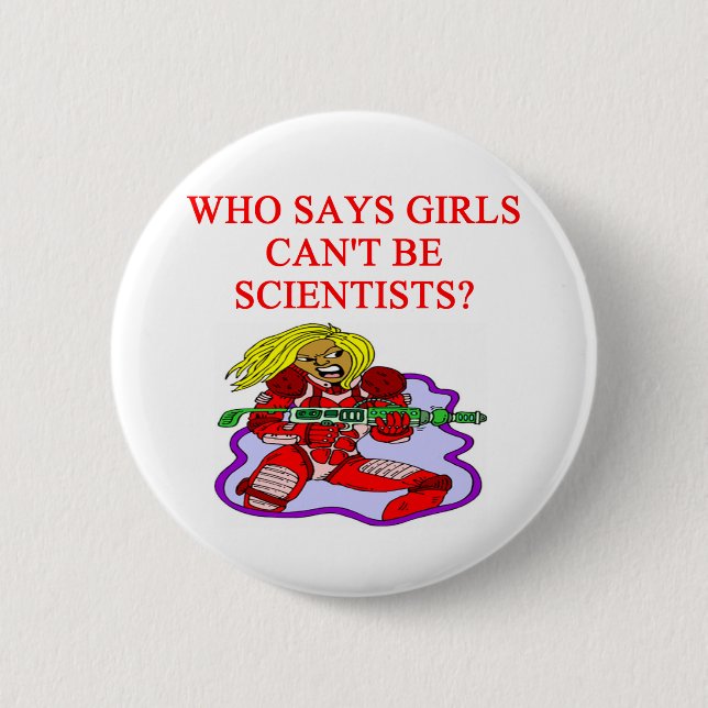 girl geek scientist button (Front)