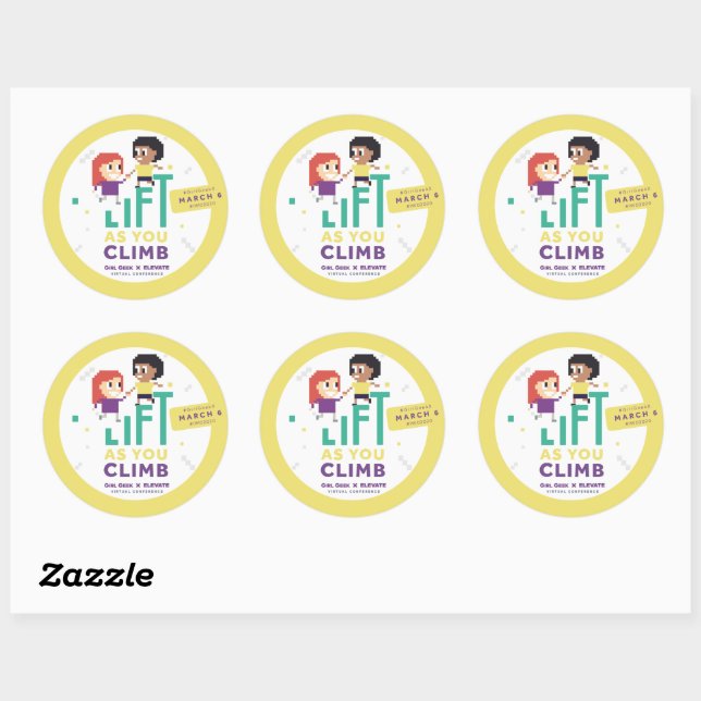 Girl Geek X Elevate + #IWD2020 Party Stickers (lg) (Sheet)