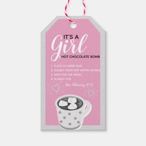 Girl Gender Reveal  Hot Cocoa Bomb Tag