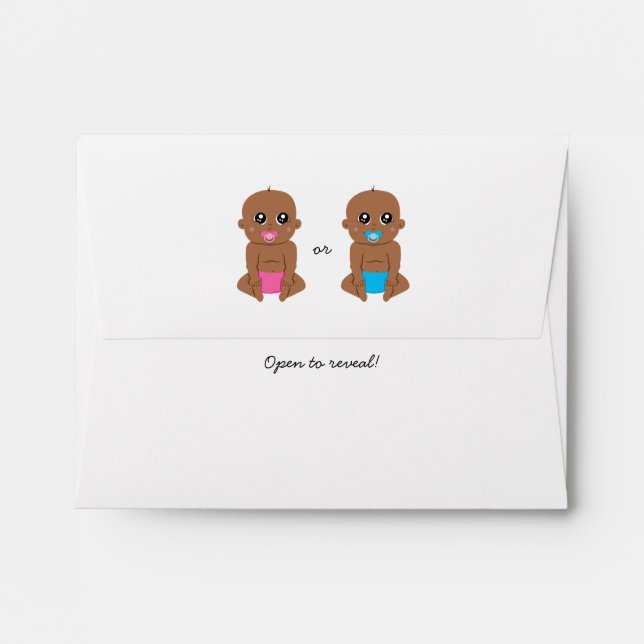 Girl Gender Reveal Pink Inside Envelope - Ethnic (Back (Top Flap))