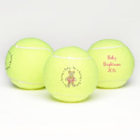 Girl Gender Reveal Tennis Ball with Teddy Bear