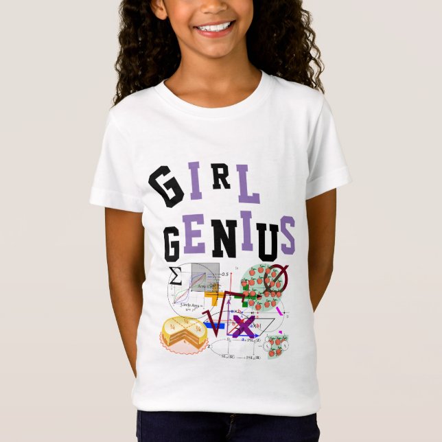 GIRL GENIUS Tshirt Science Maths NAME on Back (Front)