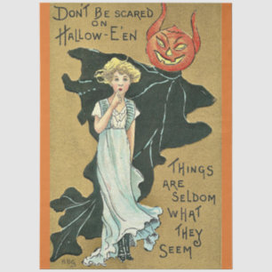 Girl & Ghost/ Devil Vintage Halloween Decoupage Tissue Paper
