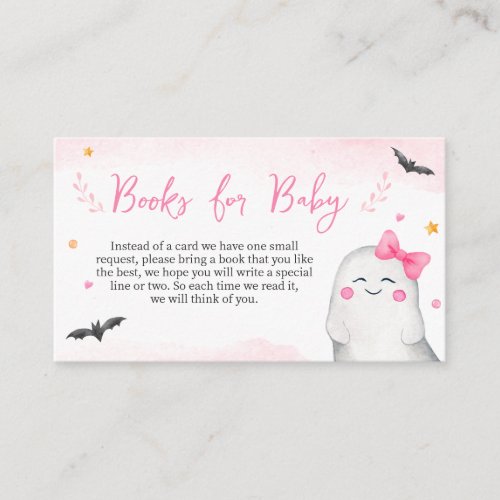 Girl Ghost Halloween Baby Shower Books for Baby Enclosure Card