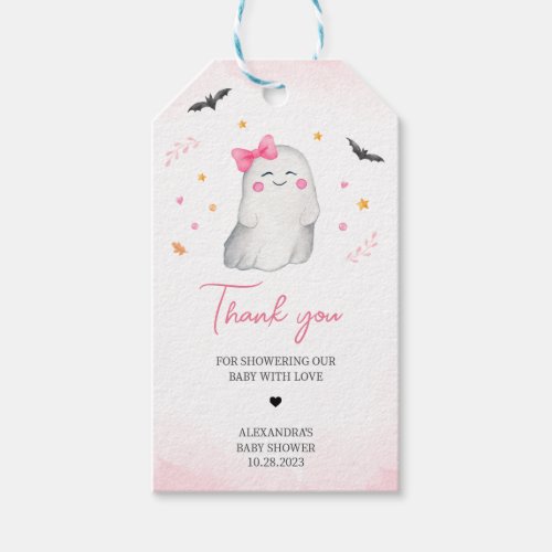 Girl Ghost Halloween Baby Shower Favor Tags