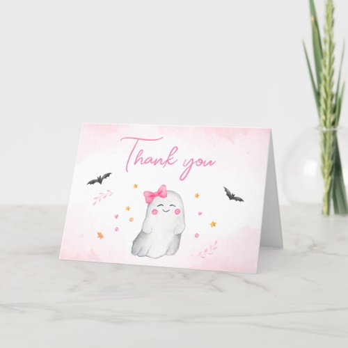 Girl Ghost Halloween Baby Shower Thank You Card