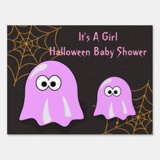 Girl Ghost Halloween Baby Shower Yard Signs