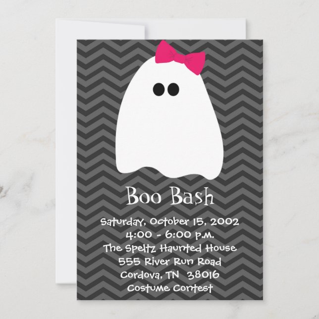 Girl Ghost Halloween Invitation (Front)