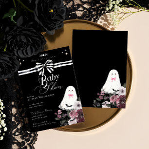 Girl Ghost Little Boo Floral Gothic Baby Shower Invitation