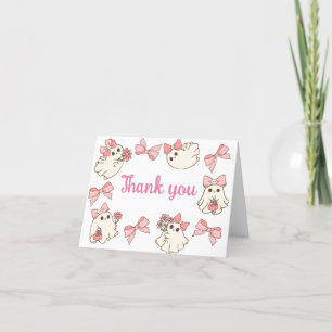 Girl Ghost Little Boo Halloween Baby Shower Thank You Card