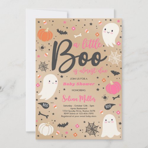 Girl Ghost Little Boo Is Due Halloween Baby Shower Invitation