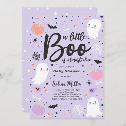 Girl Ghost Little Boo Is Due Halloween Baby Shower Invitation