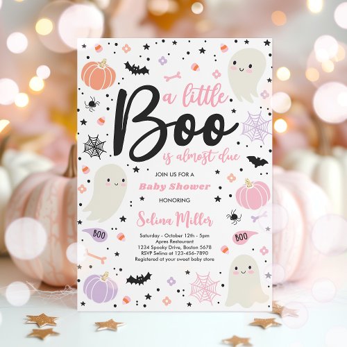 Girl Ghost Little Boo Is Due Halloween Baby Shower Invitation