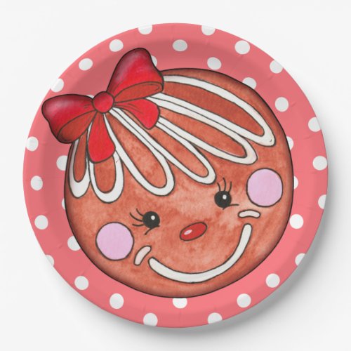 Girl Gingerbread Christmas Holiday Party Paper Plates