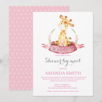 Girl Giraffe Baby Shower by Mail Invitation