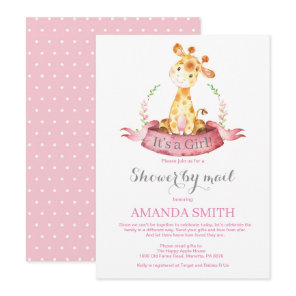 Girl Giraffe Baby Shower by Mail Invitation