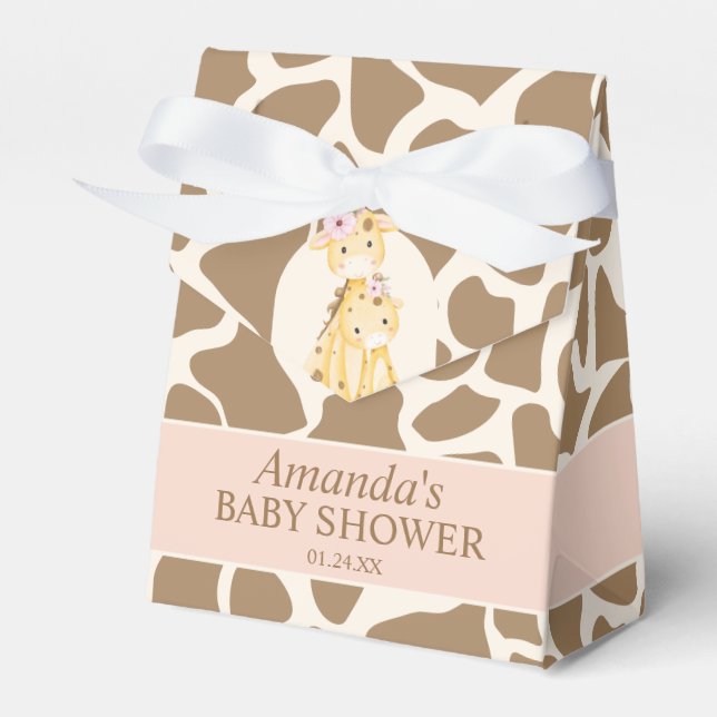 Girl Giraffe Baby Shower Favor Box (Front Side)