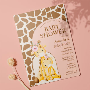 Girl Giraffe Baby Shower Invitation