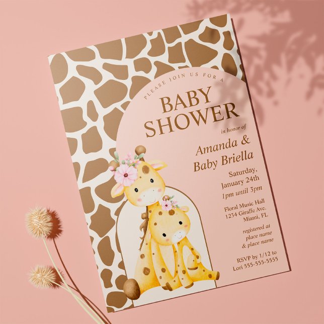Girl Giraffe Baby Shower Invitation (Creator Uploaded)