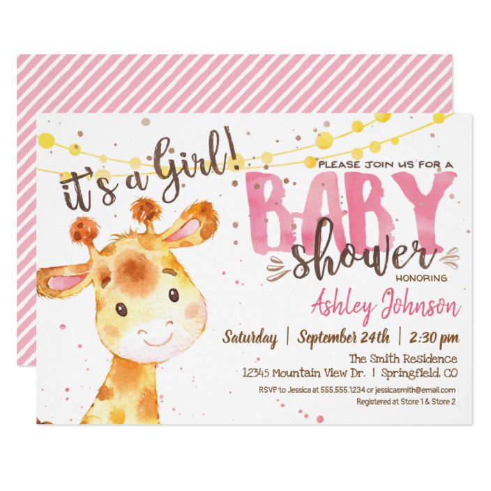 giraffe baby shower invitations