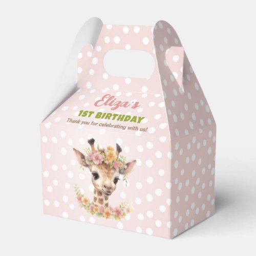 Girl Giraffe First Birthday Party Pink Wild One Favor Boxes