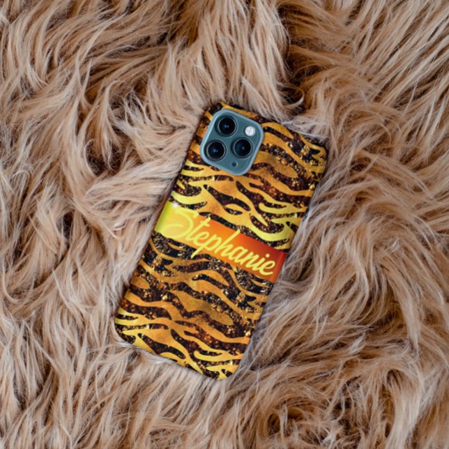 Girl Glam Faux Gold Glitter brushed Leopard Print  Case-Mate iPhone Case (Creator Uploaded)