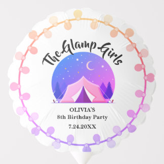 Girl Glamping Camping Birthday Party Balloon