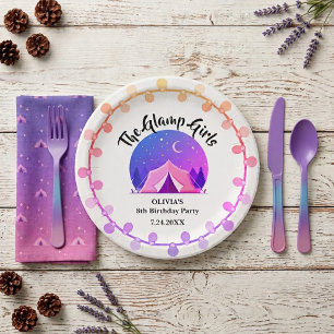 Girl Glamping Camping Birthday Party Paper Plates