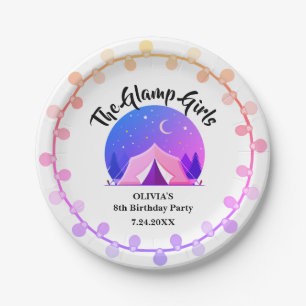 Girl Glamping Camping Birthday Party Paper Plates