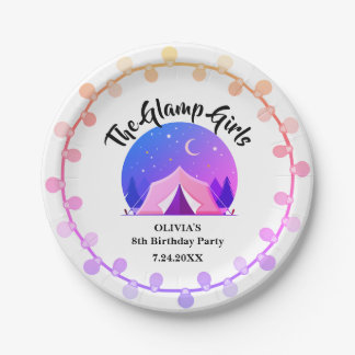Girl Glamping Camping Birthday Party Paper Plates