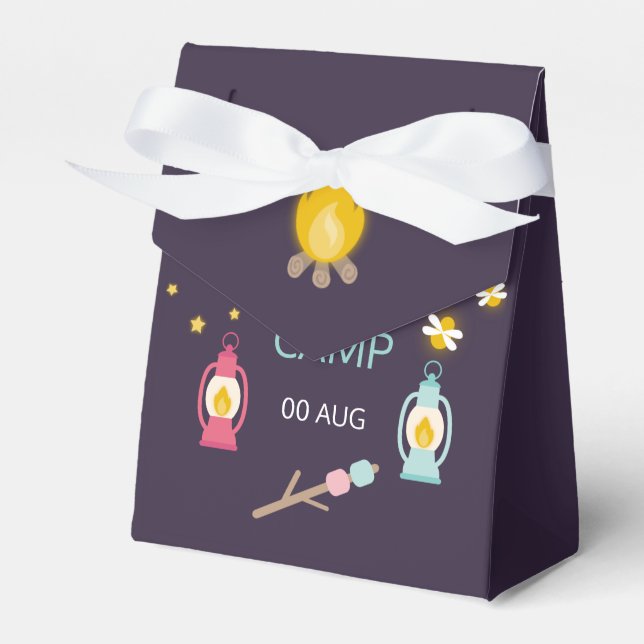 Girl Glamping Party personalized Favor Boxes (Front Side)