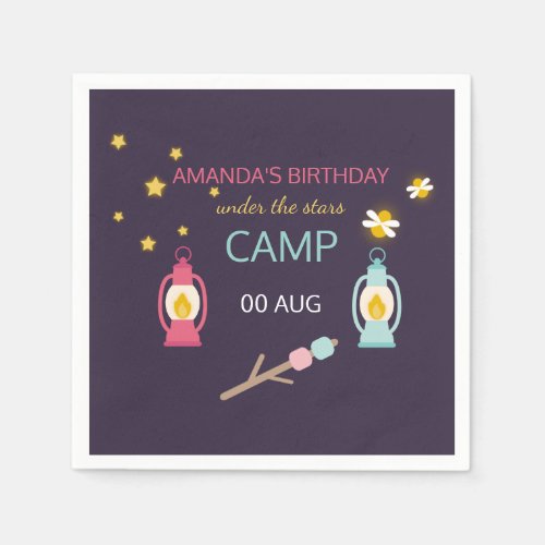 Girl Glamping Party personalized Paper Napkins