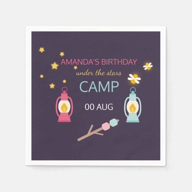 Girl Glamping Party personalized Paper Napkins (Front)