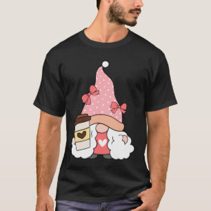 Girl Gnome Coffee Lover Wearing Pink Unisex T-Shirt