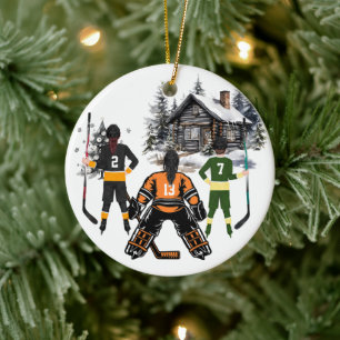 girl goalie boy and girl Hockey Ornament