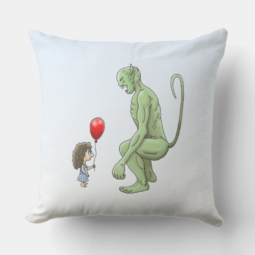Girl  Goblin Throw Pillow