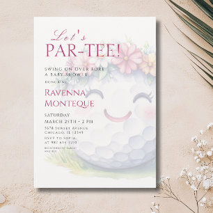 Girl Golf Floral Lets Par-Tee Baby Shower Invitation